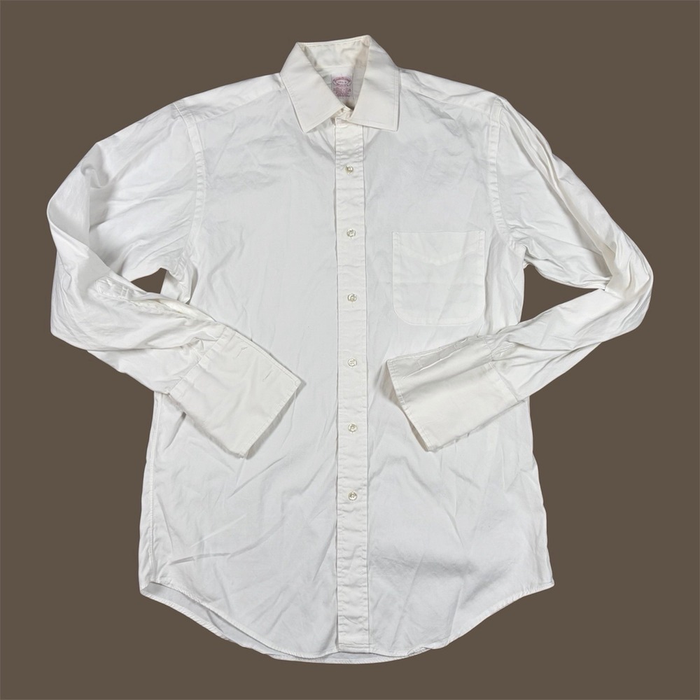 VTG Brooks Brothers Makers Shirt Men White French Cuff USA Made 14.5 - 2